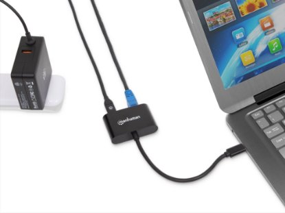 Adapter MANHATTAN, USB-C (M) na RJ45 (Ž), USB-C (Ž), 60W