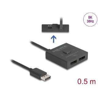 razdelnik DELOCK, DisplayPort 2-1 switch, dvosmjerni, 8K 30Hz