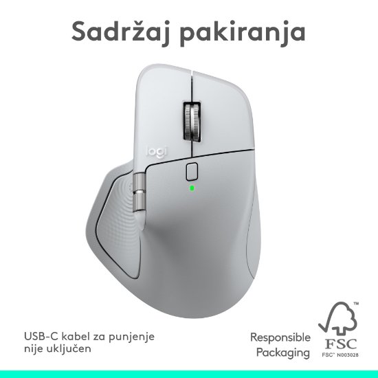 Miš LOGITECH MX Master 4, za Mac, optički, bežični, BT, bijeli