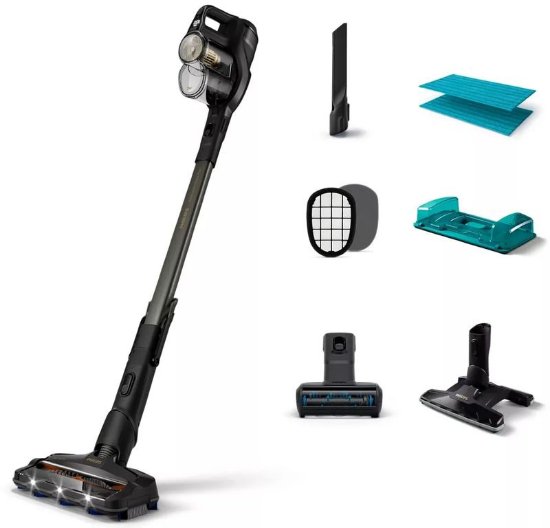 sesalnik PHILIPS XC8347/01, Aqua, bežični, palčni, 25 V, 80 min, črni