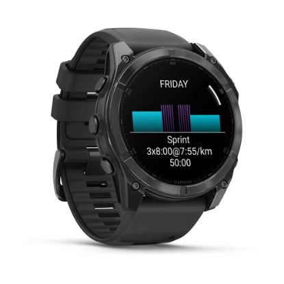 Pametna ura GARMIN Fenix 8, 51mm, AMOLED, multisport, sivi/črni remen