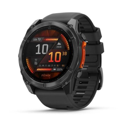 Pametna ura GARMIN Fenix 8, 51mm, AMOLED, multisport, sivi/črni remen
