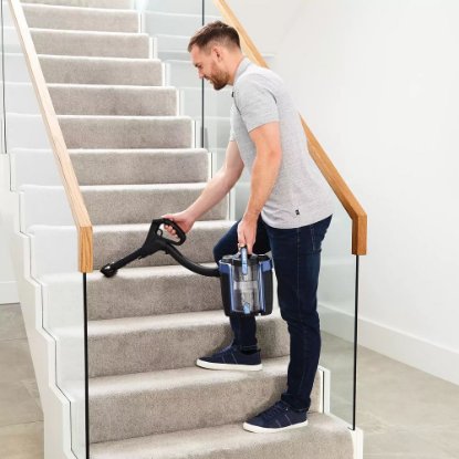 sesalnik SHARK ICZ300EUT DuoClean+PowerFins, 28.8 V, 0,6l, bežični, palčni, Anti Hair Wrap, črno-modri