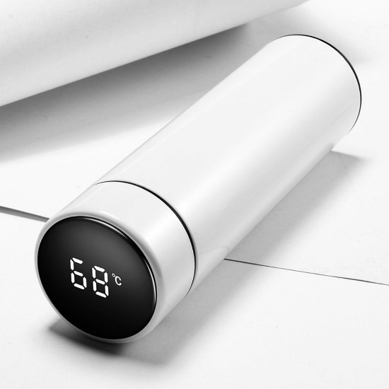 Termos boca sa prikazom temperature MJ SWB001, 0.4L, nehrđajući čelik, bijela