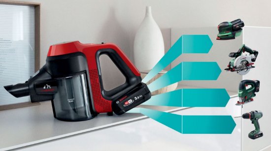 sesalnik BOSCH BBS711ANM, bežični, palčni, zglobni, 18 V, Unlimited 7 ProAnimal, rdeči