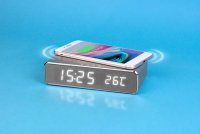 Budilica SATZUMA Wireless Charging Clock, bežični punjač, siva