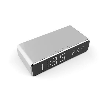 Budilica SATZUMA Wireless Charging Clock, bežični punjač, siva