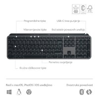 Tipkovnica LOGITECH MX Keys S, brezžična, Bluetooth, črna