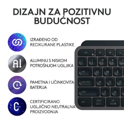 Tipkovnica LOGITECH MX Keys S, brezžična, Bluetooth, črna