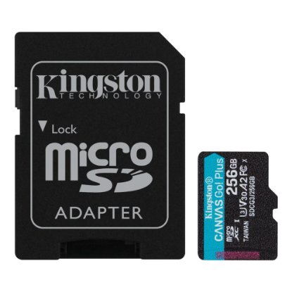 Pomnilniška kartica KINGSTON Canvas Go Plus Micro SDCG3/256GB, SDXC 256GB, Class 10 UHS-I + adapter