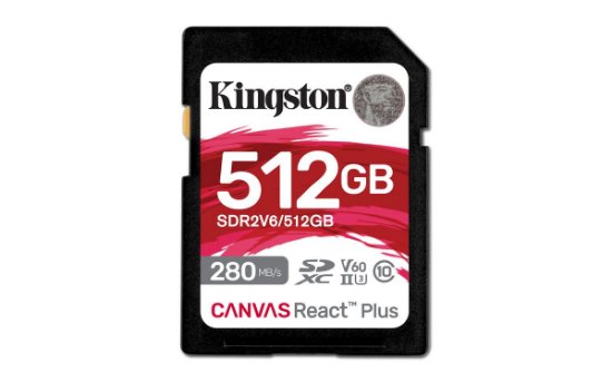 Pomnilniška kartica KINGSTON MC Canvas React Plus SDR/512GB, SDXC 512GB, Class 10, UHS-II, U3, V60