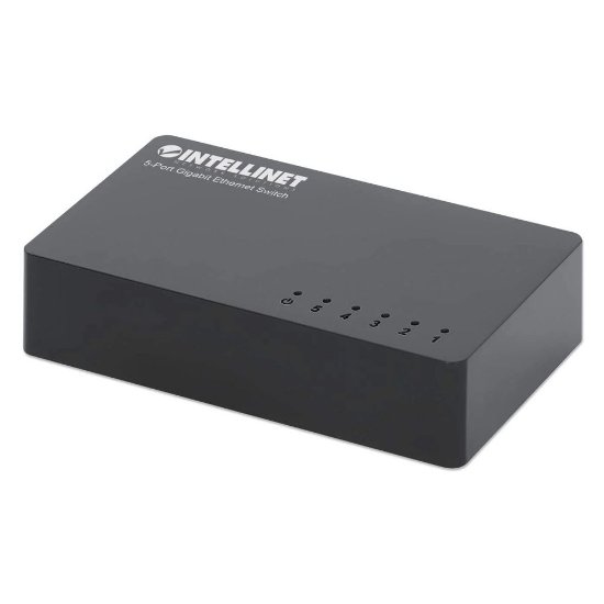 Switch INTELLINET 561747, 10/100/1000 Mbps, 5-port, plastično kućište, kabel Cat6 0,5m