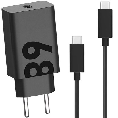 Polnilec  MOTOROLA Turbo Power, 68W, USB-C, USB-C kabel, črni