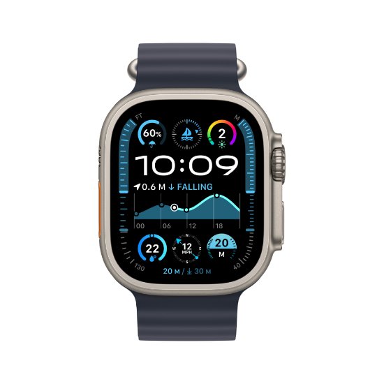 Pametna ura APPLE Watch Ultra2 v2 Cellular, 49mm Natural Titanium Case with Navy Ocean Band