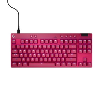 Tipkovnica Logitech Pro X TKL Rapid, mehanička, tactile, RGB, US Layout, USB, roza