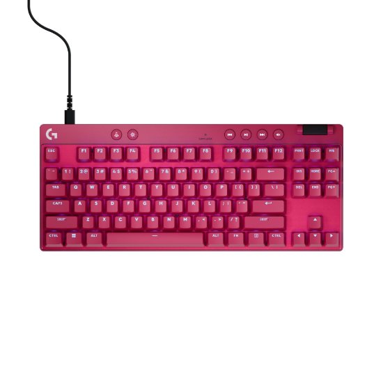 Tipkovnica Logitech Pro X TKL Rapid, mehanička, tactile, RGB, US Layout, USB, roza