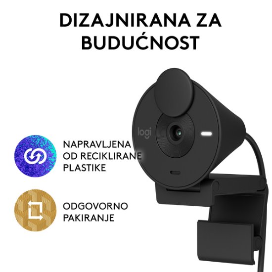 Web kamera LOGITECH Brio 300, črna