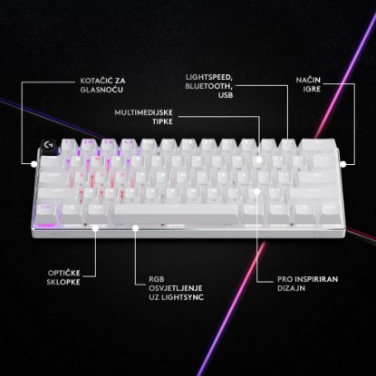 Tipkovnica LOGITECH Pro X 60 LIGHTSPEED, mehanička, brezžična RGB bela