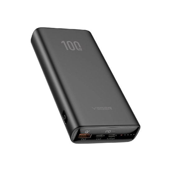 Mobilni USB polnilec VEGER T100, 20000 mAh, črni