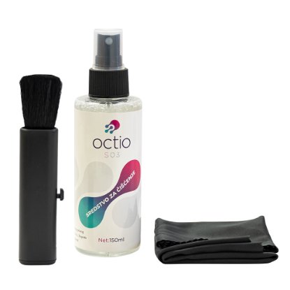 UPORABLJENO - Čistilno sredstvo OCTIO S03, za zaslone, krpica, ščetka, sprej, 150 ml