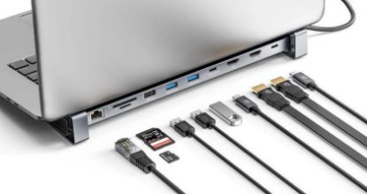 Docking postaja MANHATTAN 10-in-1 Multiport Hub, USB-C na 2x 4K 60Hz HDMI, 3x USB-A, USB-C PD 100W, USB-C, SD/microSD čitač, Gigabit RJ45