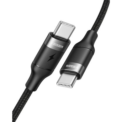 Kabel VEGER CC02, USB-C na USB-C, 100W, 1,5m, pleteni črni