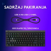 Tipkovnica LOGITECH Gaming G515 Rapid TKL, RGB, mehanička, US Layout, USB, crna