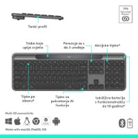 Tipkovnica LOGITECH Signature Slim Solar+, bežična, bluetooth, crna