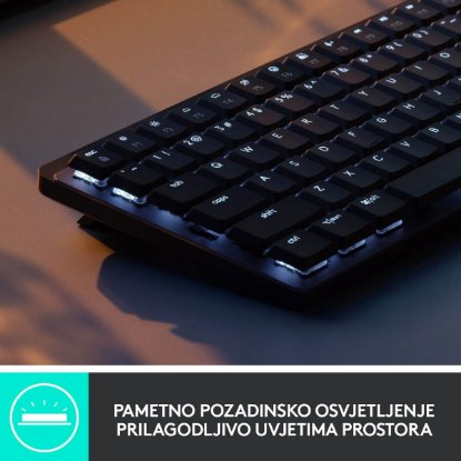 Tipkovnica LOGITECH MX Mechanical Mini Tactile Quiet, brezžična, BT, črna