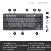 Tipkovnica LOGITECH MX Mechanical Mini Tactile Quiet, brezžična, BT, črna