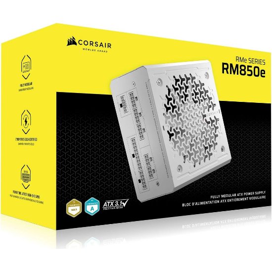 Napajanje 850W, CORSAIR RM850e, CP-9020296-EU, ATX v3.1, 80+ Gold, modularno, bijelo