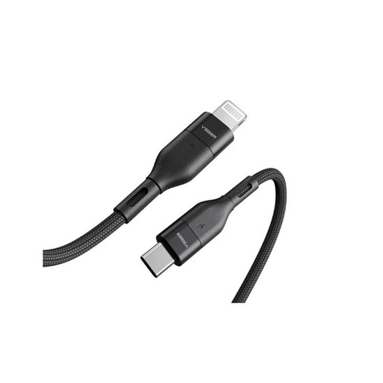 Kabel VEGER CL01, USB-C na Lightning, 1,2m, pleteni črni