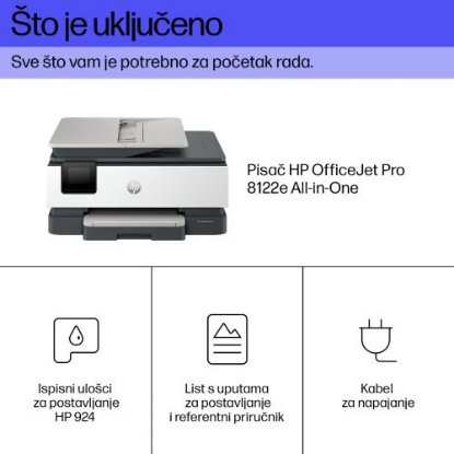 Multifunkcijski Tiskalnik HP OfficeJet Pro 8122e , 405U3B, Tiskalnik/scanner/copy, 4800dpi, WiFi, LAN, USB, beli, Instant Ink
