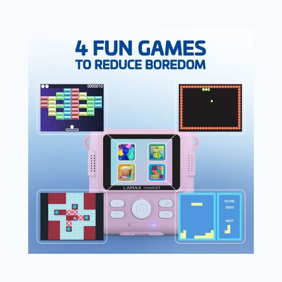 Otroški instant fotoaparat LAMAX InstaKid1, igre, mp3 player, rozi