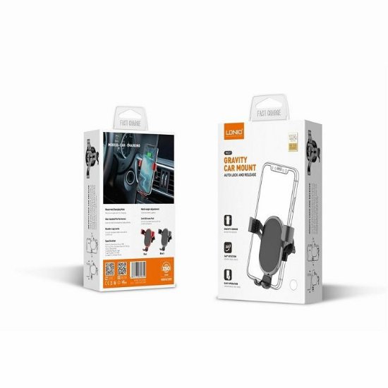 Nosilec za pametni telefon LDNIO MG01, avtomatski, za ventilacijski otvor, do 6.5",  rdeči