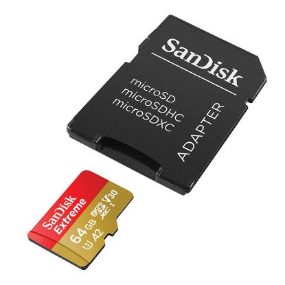 Pomnilniška kartica SANDISK, micro SDXC Extreme, 64GB, SDSQXAH-064G-GN6AA, class 10, V30 UHS-I, 170MB/s + SD Adapter