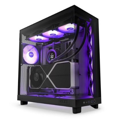 Ohišje NZXT H6 Flow RGB, ATX, steklo, črno, brez napajalnika.