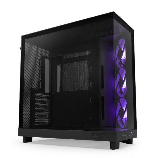 Ohišje NZXT H6 Flow RGB, ATX, steklo, črno, brez napajalnika.