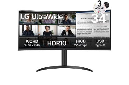Premium monitor 34" LG UltraWide 34WR55QK-B.AEU, UWQHD, VA, 100Hz, 5ms, 300 cd/m2, ukrivljen, črn