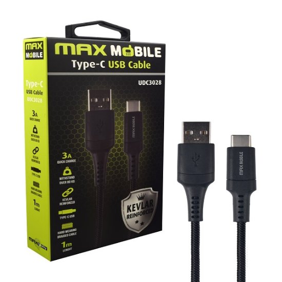 Kabel MAXMOBILE USB 2.0 na USB-C, kevlar, 1 m, črni