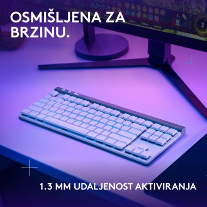 Tipkovnica LOGITECH Gaming G515 Lightspeed TKL, Tactile switch, RGB, mehanička, brezžična, US Layout, USB, bela