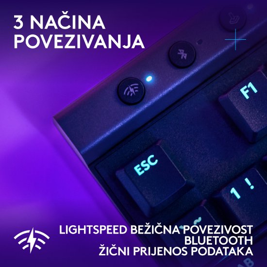 Tipkovnica LOGITECH Gaming G515 Lightspeed TKL, Tactile switch, RGB, mehanička, brezžična, US Layout, USB, črna