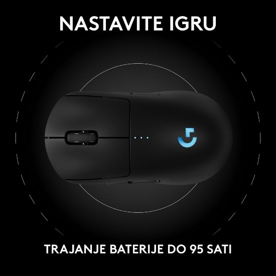 Miška LOGITECH Pro 2 Lightspeed, RGB, optična, brezžična, 32000dpi, črna