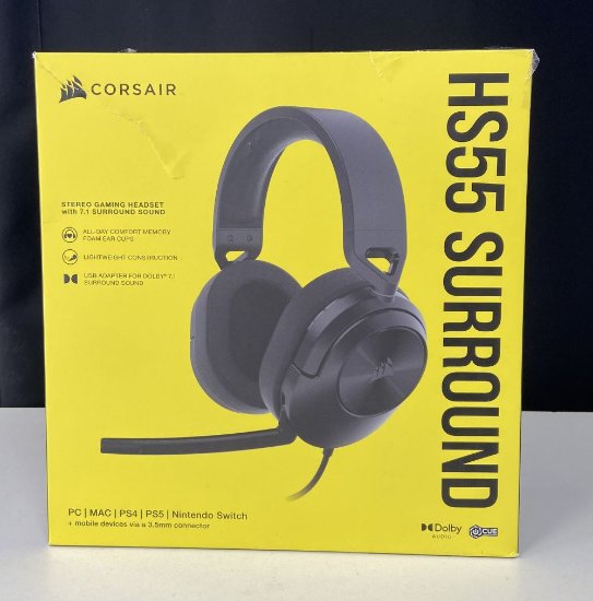 RABLJENO – Slušalke CORSAIR HS55 Surround, mikrofon, črne