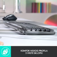 Tipkovnica LOGITECH MX Mechanical Tactile Quiet, brezžična, Bluetooth, črna