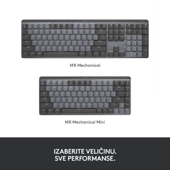 Tipkovnica LOGITECH MX Mechanical Tactile Quiet, brezžična, Bluetooth, črna