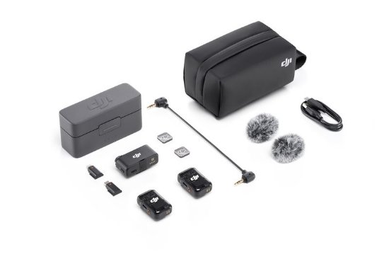 Mikrofon DJI Mic 2 (2 TX + 1 RX + Charging Case), brezžični, črn