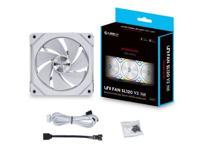 Ventilator LIAN LI Uni Fan SL120 V2 Reverse Blade, 120mm, PWM, ARGB, beli