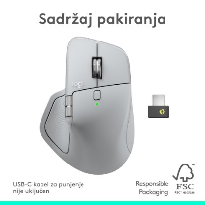 Miška LOGITECH MX Master 4, optična, brezžična, BT, bela