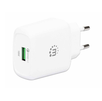 Hišni polnilec MANHATTAN QC 3.0, 18W, USB, beli
